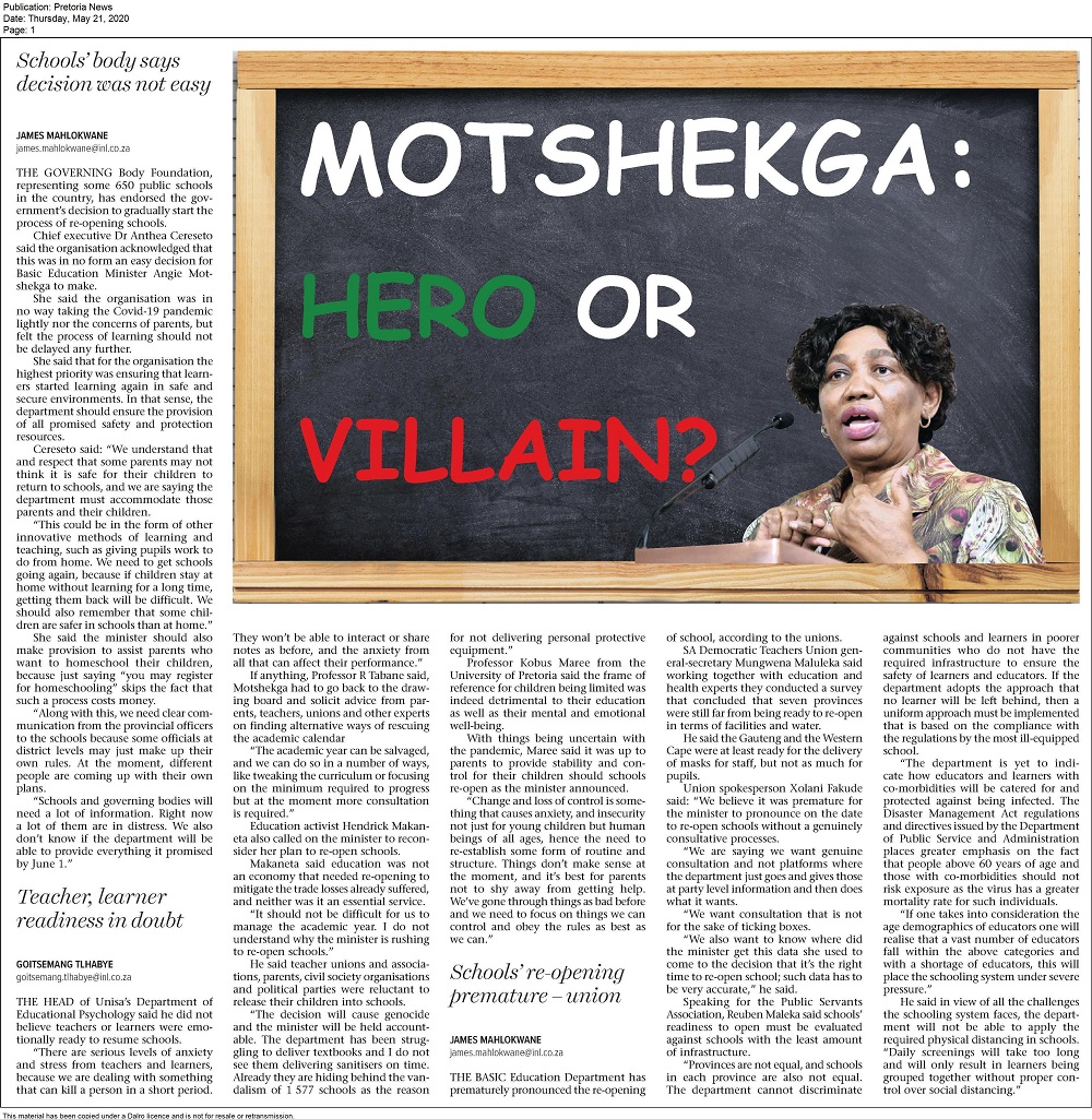 Afrikaans Newspaper Article