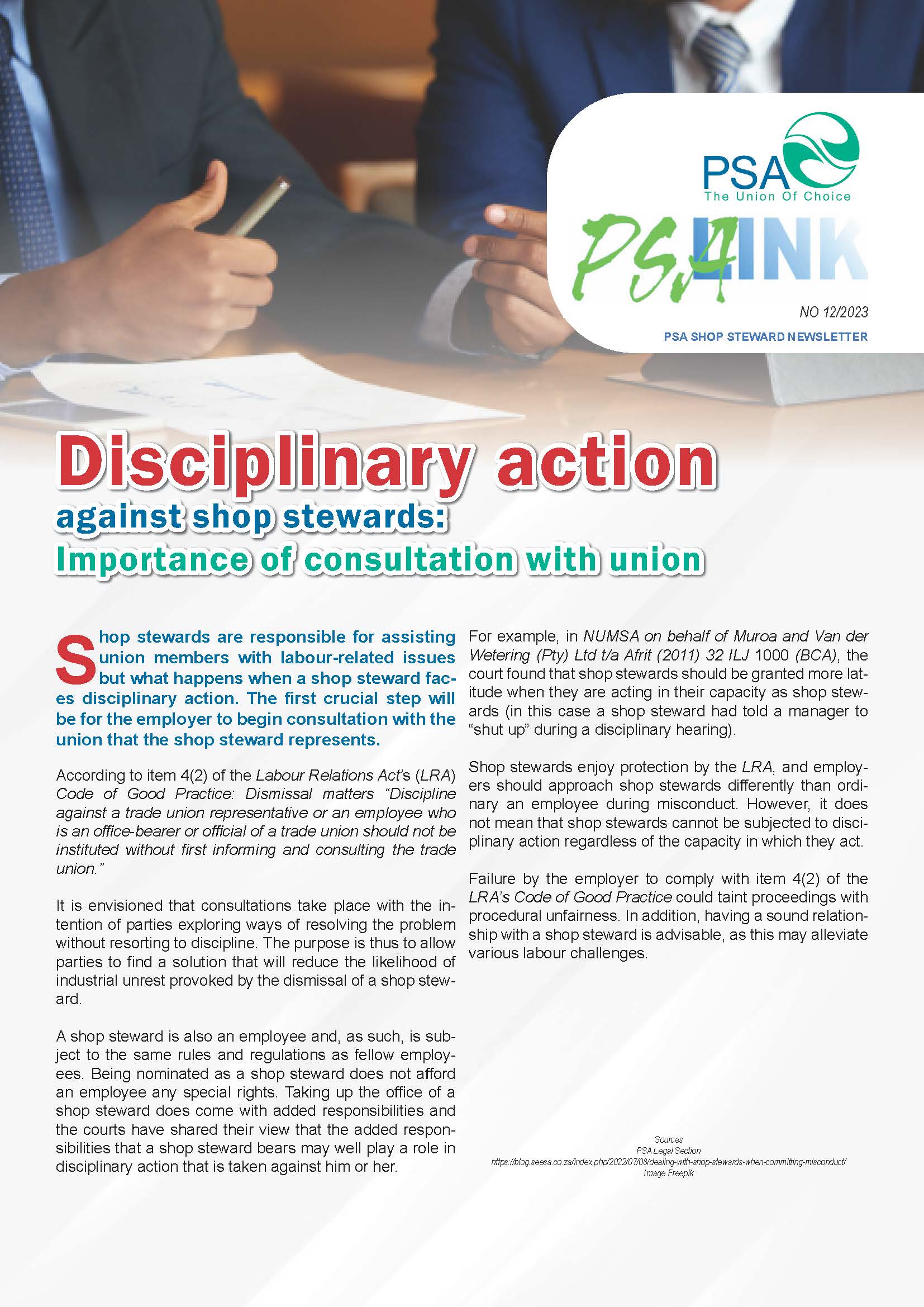 PSA Link 12 of 2023